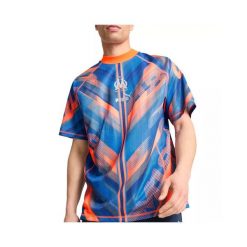 Koszulka retro OM. Niebieskie koszulki sportowe męskie Puma, bez wzorów, bez kołnierzyka, bez ramiączek, do piłki nożnej. W wyprzedaży za 174.00 zł.