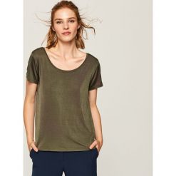 Gładki t-shirt - Khaki. Brązowe t-shirty damskie Reserved. W wyprzedaży za 34.99 zł.