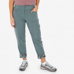 Spodnie turystyczne damskie Quechua NH500 len. Zielone spodnie sportowe damskie QUECHUA, s, bez wzorów, z bawełny, trekkingowe. Za 149.99 zł.