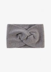 Opaska na czoło z mięsitej dzianiny. Czerwone czapki i kapelusze damskie bonprix, z aplikacjami, z dzianiny. Za 49.99 zł.