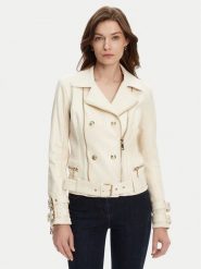 Guess Kurtka z imitacji skóry W4YL33 K8S30 Écru Regular Fit. Kurtki damskie Guess, l, z aplikacjami, ze skóry, bez kaptura. Za 599.99 zł.