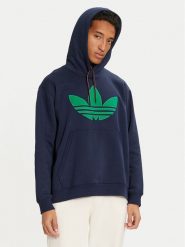 Adidas Bluza JN5968 Granatowy Loose Fit. Niebieskie bluzy męskie Adidas, m, bez wzorów, z bawełny, bez kaptura. Za 289.99 zł.