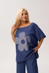 Oversize denimowa bluzka Leo z aplikacją OVERSIZE PLUS SIZE XXL WIOSNA LATO. Bluzki damskie Moda Size Plus Iwanek, l, z aplikacjami, z jeansu, eleganckie, bez kołnierzyka, plus size, bez ramiączek. Za 199.90 zł.