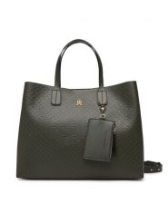Tommy Hilfiger Torebka Th Icon Satchel Mono AW0AW18923 Khaki. Brązowe torebki do ręki damskie Tommy Hilfiger, bez wzorów, ze skóry, bez dodatków. Za 749.99 zł.