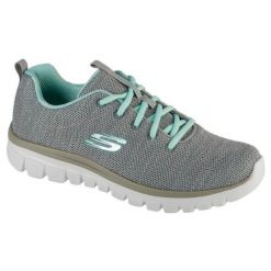 Buty Skechers Twisted Fortune 12614-GYMN szare. Szare obuwie sportowe damskie bez wzorów, z dzianiny, na fitness i siłownię. Za 360.01 zł.