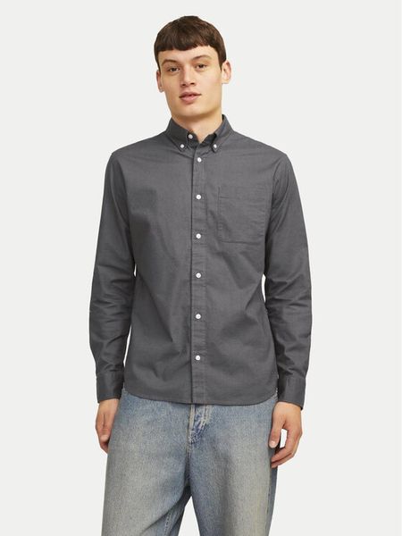 Jack & Jones Koszula Brook 12192150 Szary Slim Fit. Szare koszule męskie Jack & Jones, m, bez wzorów, z bawełny, bez kołnierzyka, bez ramiączek. Za 89.99 zł.