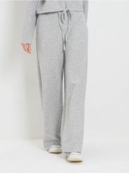 Spodnie dresowe wide leg - szary. Szare spodnie dresowe damskie Sinsay, l, bez wzorów, z dresówki. Za 49.99 zł.