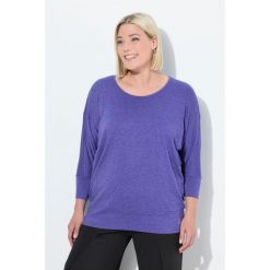 Damskie Bluzka funkcyjna oversize łódkowy dekolt rękaw 3/4. Niebieskie t-shirty damskie Ulla Popken, plus size, bez wzorów, z elastanu, bez kołnierzyka. W wyprzedaży za 179.99 zł.