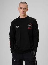 4F Longsleeve relaxed z nadrukiem męski - czarny M. Czarne bluzki z długim rękawem męskie 4f, m, bez wzorów, z bawełny, klasyczne, bez kołnierzyka. Za 129.99 zł.