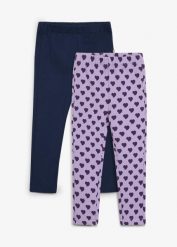 Legginsy ocieplane Lurchi z miękkiej bawełny organicznej (2 pary). Niebieskie legginsy dla dziewczynek bonprix, bez wzorów, z bawełny. Za 109.99 zł.