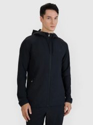 BLUZA MĘSKA 4F TRENINGOWA SZYBKOSCHNĄCA ROZPINANA TFSWM458 KOLOR CZARNY. Czarne bluzy męskie 4f, l, bez wzorów, z bawełny, bez kaptura, do biegania. Za 199.27 zł.