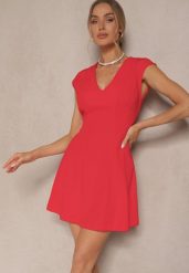 Czerwona Taliowana Sukienka z Rozkloszowanym Dołem Elliara. Czerwone sukienki dla dziewczynek Renee, bez wzorów, eleganckie, bez ramiączek. Za 109.99 zł.