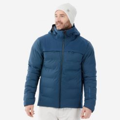 Kurtka narciarska męska Quechua 500 Warm. Niebieskie bluzy męskie WED'ZE, na zimę, l, bez wzorów, z włókna, sportowe, bez kaptura. Za 499.99 zł.