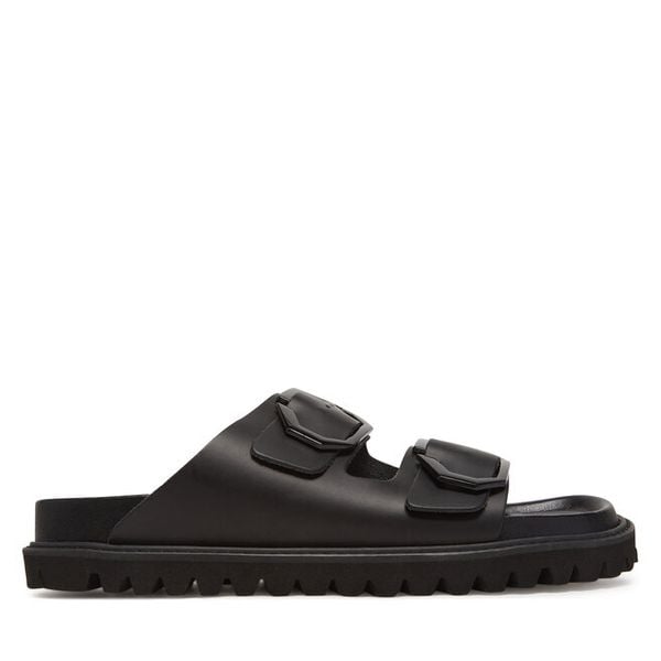 Klapki Genuins. Czarne klapki damskie Genuins, bez wzorów, bez obcasa. Za 249.99 zł.