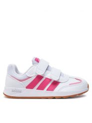 Adidas Sneakersy Tensaur Switch JI1052 Biały. Białe buty sportowe dziewczęce Adidas, bez wzorów, ze skóry, bez zapięcia. Za 149.99 zł.