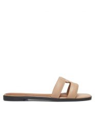 Tommy Hilfiger Klapki Th Logo Strap Mule FW0FW08671 Beżowy. Brązowe klapki damskie Tommy Hilfiger, bez wzorów, ze skóry, bez obcasa. Za 339.99 zł.