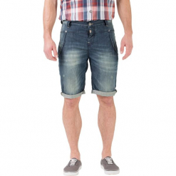 Bermudy "Stuad" - Regular fit -w kolorze granatowym. Niebieskie szorty męskie marki Timezone, z aplikacjami, ze skóry, klasyczne. W wyprzedaży za 90.95 zł.