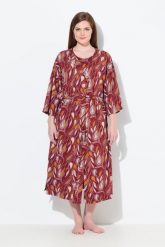 Damskie Szlafrok wzór paisley forma kimona rękaw 3/4 bawełna organiczna. Czerwone szlafroki damskie Ulla Popken, plus size, bez wzorów, z bawełny, plus size, bez ramiączek, bez kaptura. Za 228.99 zł.