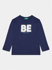 United Colors Of Benetton Bluzka 3ATNG10B9 Granatowy Regular Fit. Niebieskie t-shirty dla chłopców United Colors Of Benetton, bez wzorów, z bawełny, bez ramiączek. Za 39.99 zł.