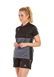 Damska koszulka polo Erima Six Wings. Czarne koszulki sportowe damskie Erima, bez wzorów, z materiału, bez kołnierzyka, bez ramiączek, do piłki nożnej. Za 168.50 zł.