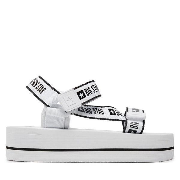 Sandały Big Star Shoes. Białe sandały damskie BIG STAR SHOES, bez wzorów, bez obcasa, na płaskiej podeszwie, bez zapięcia. Za 149.99 zł.