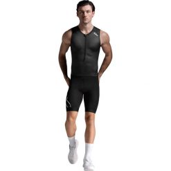 Kombinezon triathlonowy męski 2XU Core. Czarne buty sportowe męskie 2XU, bez zapięcia, rowerowe. Za 588.00 zł.