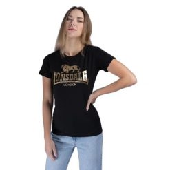 Koszulka damska Lonsdale Bantry. Czarne koszulki sportowe damskie Lonsdale, bez wzorów, sportowe, bez kołnierzyka. Za 136.50 zł.