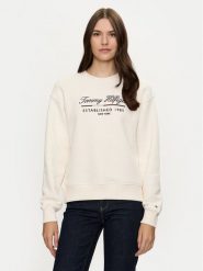 Tommy Hilfiger Bluza Modern WW0WW43574 Biały Regular Fit. Białe bluzy damskie Tommy Hilfiger, s, bez wzorów, z bawełny, bez kaptura. Za 419.99 zł.