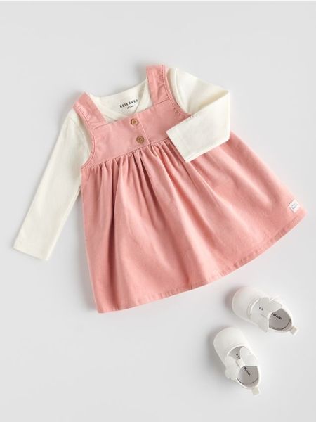 Sukienka na ramiączkach - brudny róż. Czerwone sukienki niemowlęce Reserved, bez wzorów, z bawełny, bez ramiączek. Za 59.99 zł.