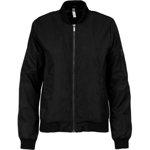 Kurtka bomber damska Kariban. Czarne kurtki damskie KARIBAN, s, bez wzorów, z poliesteru, bez kaptura. Za 290.00 zł.