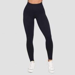 Legginsy damskie fitness bezszwowe czarne Lift. Czarne legginsy damskie GYMBEAM, s, bez wzorów, z elastanu, do biegania. Za 110.90 zł.