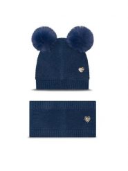 Guess Komplet czapka i komin A4BZ01 Z2QP0 Niebieski. Niebieskie czapki dla dzieci Guess, z aplikacjami, z materiału. Za 129.99 zł.