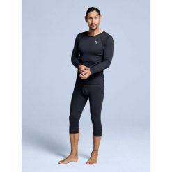 Koszulka z wełny merynosów termoutwardzalna – mężczyźni – koszula + legginsy 3/4. Czarne koszule męskie POEDERBAAS, m, bez wzorów, z wełny, sportowe, bez kołnierzyka, bez ramiączek. W wyprzedaży za 307.92 zł.