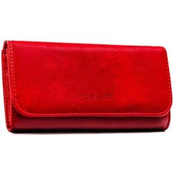 Czerwony, duży portfel damski ze skóry ekologicznej zamykany zatrzaskiem - 4U Cavaldi. Czerwone portfele damskie 4U Cavaldi, bez wzorów, ze skóry ekologicznej. Za 45.00 zł.