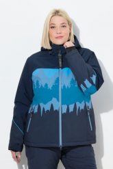 Damskie Kurtka funkcyjna górski motyw wodoodporna z kapturem. Niebieskie kurtki damskie Ulla Popken, plus size, bez wzorów, z elastanu, z kapturem, narciarskie. Za 739.99 zł.