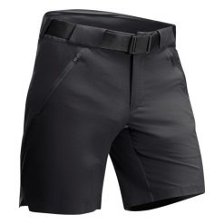 Spodenki turystyczne męskie Quechua MH500. Czarne krótkie spodenki sportowe męskie QUECHUA, m, bez wzorów, z elastanu, trekkingowe. Za 79.99 zł.