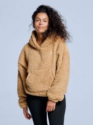 Bluza z kapturem Fluffy - damska - na cztery pory roku - Teddy - Ciepły piasek. Brązowe bluzy damskie POEDERBAAS, xl, bez wzorów, z materiału, z kapturem. Za 199.42 zł.