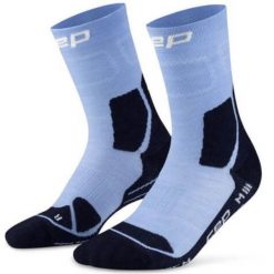 Skarpety hikingowe męskie kompresyjne do połowy łydki z lekką amortyzacją CEP. Niebieskie skarpety damskie CEP, bez wzorów, z elastanu. Za 94.00 zł.