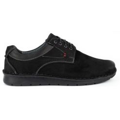 Kampol Buty męskie skórzane casual 13/3 czarny nubuk czarne. Czarne półbuty na co dzień męskie z nubiku, casualowe, bez zapięcia. Za 367.89 zł.