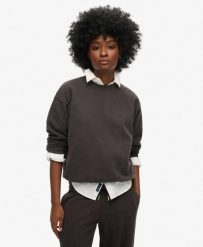 Bluza z luźnym krojem i logo. Czarne bluzy damskie Superdry., bez wzorów, z bawełny, bez kaptura. Za 338.00 zł.