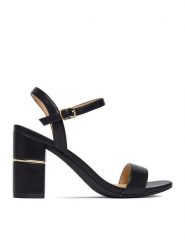 JENNY Sandały CEO-CD25-251-1 Czarny. Czarne sandały damskie Jenny, bez wzorów, z materiału, bez obcasa, na słupku, bez zapięcia. Za 129.99 zł.