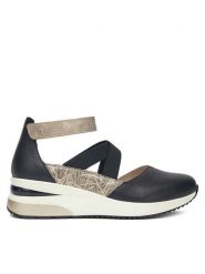 Remonte Półbuty D2411-03 Czarny. Czarne półbuty damskie Remonte, bez wzorów, ze skóry, bez obcasa, na koturnie, bez zapięcia. Za 369.99 zł.