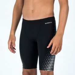 Spodenki pływackie Jammer dla dzieci Nabaiji 500 Fitib Mesh. Czarne szorty dla chłopców NABAIJI, bez wzorów, z materiału, sportowe. Za 69.99 zł.