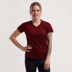 Damska koszulka z krótkim rękawem Rogelli Promo. Brązowe koszulki sportowe damskie Rogelli, xl, bez wzorów, bez kołnierzyka, bez ramiączek. Za 66.30 zł.