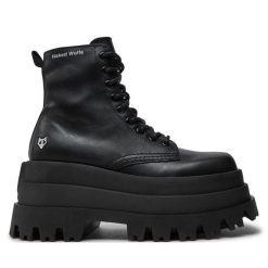 Trzewiki Naked Wolfe. Czarne botki damskie Naked Wolfe, bez obcasa, na koturnie, bez zapięcia. Za 929.99 zł.