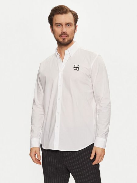 KARL LAGERFELD Koszula 605911 551671 Biały Regular Fit. Białe koszule męskie KARL LAGERFELD, m, bez wzorów, z bawełny, bez kołnierzyka, bez ramiączek. Za 469.99 zł.
