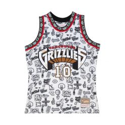 Koszulka NBA Vancouver Grizzlies Doodle Swingman Mike Bibby 1998-99. Białe koszulki sportowe męskie Mitchell & Ness, bez wzorów, bez kołnierzyka, bez ramiączek, do koszykówki. Za 623.00 zł.