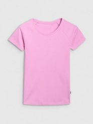 4F T-shirt regular z prążkowanej dzianiny damski - różowy M. Czerwone koszulki sportowe damskie 4f, m, bez wzorów, z bawełny, klasyczne, bez kołnierzyka. W wyprzedaży za 39.99 zł.