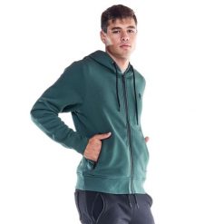 Męska, miękka bluza z kapturem i zamkiem błyskawicznym z ikoną lwa. Zielone buty sportowe męskie LEONE 1947 APPAREL, z tkaniny, bez zapięcia, na fitness i siłownię. W wyprzedaży za 195.65 zł.