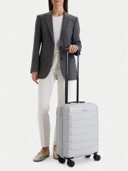 GINO ROSSI Walizka kabinowa CEO-GIN-S-003-05-SILVER2 Srebrny. Szare torebki do ręki damskie Gino Rossi, bez wzorów, z tworzywa sztucznego. Za 259.99 zł.